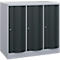 Armoire vestiaire Resisto de C+P, 3 compartiments, 3 casiers, L 1148 x P 640 x H 1077 mm, alu blanc/gris anthracite