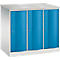 Armoire vestiaire Resisto de C+P, 3 compartiments, 3 casiers, L 1148 x P 640 x H 1077 mm, gris clair/bleu clair