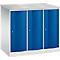 Armoire vestiaire Resisto de C+P, 3 compartiments, 3 casiers, L 1148 x P 640 x H 1077 mm, gris clair/bleu gentiane