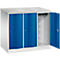 Armoire vestiaire Resisto de C+P, 3 compartiments, 3 casiers, L 1148 x P 640 x H 1077 mm, gris clair/bleu gentiane
