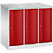 Armoire vestiaire Resisto de C+P, 3 compartiments, 3 casiers, L 1148 x P 640 x H 1077 mm, gris clair/rouge rubis