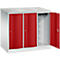Armoire vestiaire Resisto de C+P, 3 compartiments, 3 casiers, L 1148 x P 640 x H 1077 mm, gris clair/rouge rubis