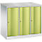 Armoire vestiaire Resisto de C+P, 3 compartiments, 3 casiers, L 1148 x P 640 x H 1077 mm, gris clair/vert clown