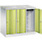Armoire vestiaire Resisto de C+P, 3 compartiments, 3 casiers, L 1148 x P 640 x H 1077 mm, gris clair/vert clown