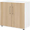Armoires Breno, 2 HC, verrouillables, 28 kg par étagère, L 800 x P 420 x H 748 mm, blanc/chêne