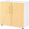 Armoires Breno, 2 HC, verrouillables, 28 kg par étagère, L 800 x P 420 x H 748 mm, blanc/érable