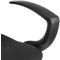 Close-up of a black armrest of an office chair. The armrest has a curved shape.