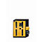 Armoire jaune et noire avec ouvertures rectangulaires. Panneaux de code couleur : RAL 1004, RAL 7016.