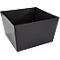 Black, square planter with beveled sides. The surface is smooth and shiny.