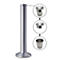 Aluminum post with three detailed views of a metal part. Arrows point to the individual elements.