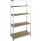 Metal shelf with 5 wooden shelves. Gray, industrial. Ideal for storage, garage or basement.