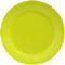 Assiette en papier vert vif avec un bord nervuré. Idéale pour les fêtes ou les pique-niques.