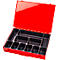 Assortimentkoffer ADB, leeg, 11 vakken, afsluitbaar, met handvat, B 330 x D 230 x H 50 mm, staal &amp; ABS kunststof, verkeersrood RAL 3020