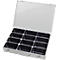 Assortimentkoffer ADB, leeg, 12 vakken, afsluitbaar, met handvat, B 330 x D 230 x H 50 mm, staal &amp; ABS kunststof, lichtgrijs RAL 7035