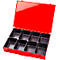 Assortimentkoffer ADB, leeg, 8 vakken, afsluitbaar, met handvat, B 330 x D 230 x H 50 mm, staal &amp; ABS kunststof, verkeersrood RAL 3020