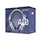Hellviolettes Astro A10 Gaming-Headset auf einer Verpackung. Das Headset ist mit grauen Ohrpolstern versehen und mit weißer Schrift versehen.