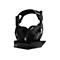 Schwarzes Astro Gaming-Headset in einer Ladestation vor weißem Hintergrund.