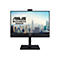 Schwarzer Asus Business-Monitor auf Standfuß mit Webcam oben und New Yorker Skyline auf dem Display.