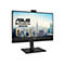 Schwarzer Asus Business-Monitor vor weißem Hintergrund mit Webcam auf dem oberen Rand und Stadtansicht auf dem Display.