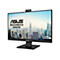 Schwarzer Asus Business Monitor mit Webcam auf dem Rand vor New Yorker Skyline.