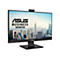 ASUS Business Monitor mit Webcam auf dem Bildschirmrand vor einer Skyline.