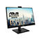 Schwarzer Asus Business-Monitor vor weißem Hintergrund mit Stadtansicht auf dem Display.