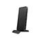 Ein schwarzes Asus-Dockingstation, die aufrecht in einem StÃ¤nder steht, mit AnschlÃ¼ssen auf der Seite.