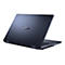 Dunkelblauer Laptop, leicht geöffnet, mit ASUS-Logo. Vor weißem Hintergrund.