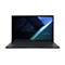 Dunkelgraues Laptop mit schwarzem Bildschirm, der "ASUS EXPERTBOOK" zeigt. Tastatur und Touchpad sind deutlich sichtbar.