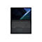 Draufsicht auf ein schwarzes Asus Expertbook-Laptop, der Bildschirm zeigt ein blaues Design, die Tastatur ist beleuchtet.