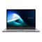 Grauer Laptop auf weißem Hintergrund mit geöffnetem Bildschirm, auf dem ASUS Expertbook steht.
