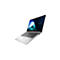 Silbernes Asus Expertbook Notebook in Schrägansicht vor weißem Hintergrund mit leuchtendem Display.