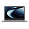 Grauer Laptop mit beleuchtetem Bildschirm. Auf dem Bildschirm steht ASUS EXPERTBOOK.