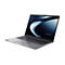 Grauer Laptop, leicht geöffnet. Auf dem Display sind blaue und weiße wellenförmige Muster zu sehen, sowie der Schriftzug "ASUS EXPERTBOOK".