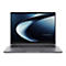 Dunkelgraues ASUS ExpertBook Laptop von vorne mit abstraktem, blauem Bildschirmhintergrund.