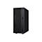 Schwarzer Asus ExpertCenter Tower PC mit vertikal gerippter Frontblende und diversen Anschlüssen auf weißem Grund.