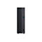 Schwarzer ASUS ExpertCenter Desktop-PC mit vertikalen Lamellen, Power-Knopf und verschiedenen Anschlüssen vorne.