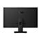 Rückseite eines schwarzen ASUS Monitors mit verschiedenen Anschlüssen, Standfuß und zentralem Logo.