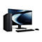Schwarzer Asus Desktop-PC mit Monitor, Tastatur und Maus auf weißem Hintergrund.