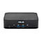 Schwarzer Asus Mini-PC mit Anschlüssen für USB, Audio und Power-Button auf der Vorderseite.