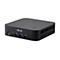 Schwarzer Asus Mini-PC vor weißem Hintergrund mit Frontanschlüssen und Asus-Logo.