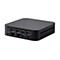 Schwarzer Mini-PC mit verschiedenen Anschlüssen wie USB, Ethernet und HDMI auf der Rückseite.