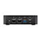 Rückseite einer schwarzen Dockingstation mit verschiedenen Anschlüssen wie USB-C, Ethernet, HDMI und DisplayPort.