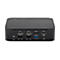 Rückseite einer schwarzen Dockingstation mit verschiedenen USB-, HDMI-, DisplayPort- und Netzwerkanschlüssen.