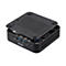 Schwarzer ASUS Mini-PC mit abgenommenem Gehäusedeckel auf weißem Hintergrund.