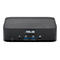 Schwarze Asus Mini-PC-Vorderseite mit Power-Taste, Kopfhöreranschluss, zwei USB-A- und einem USB-C-Port.