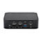 Rückseite einer schwarzen Dockingstation mit diversen USB-, HDMI-, DP- und Ethernet-Anschlüssen.