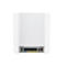 Ein weiÃŸer Router, RÃ¼ckansicht, mit AnschlÃ¼ssen fÃ¼r Kabel und Strom.