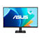 Un moniteur ASUS noir se dresse sur un fond blanc. L'écran affiche un design bleu et vert avec le logo ASUS.