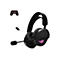 Casque de jeu noir avec microphone et prise en charge PlayStation 5. Un logo ROG rose est visible sur un écouteur.